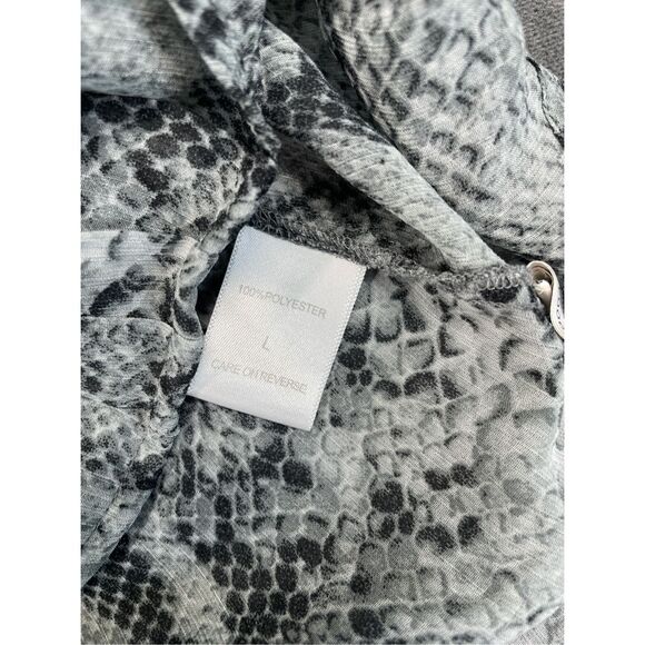 Sheer Snakeskin Print Sleeveless Blouse New York & Company Women L Gray Black - Picture 5 of 9